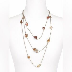 Vintage Layered Agate Set of 2 Multi-Stone Beaded Long Necklace - Neutral Tones